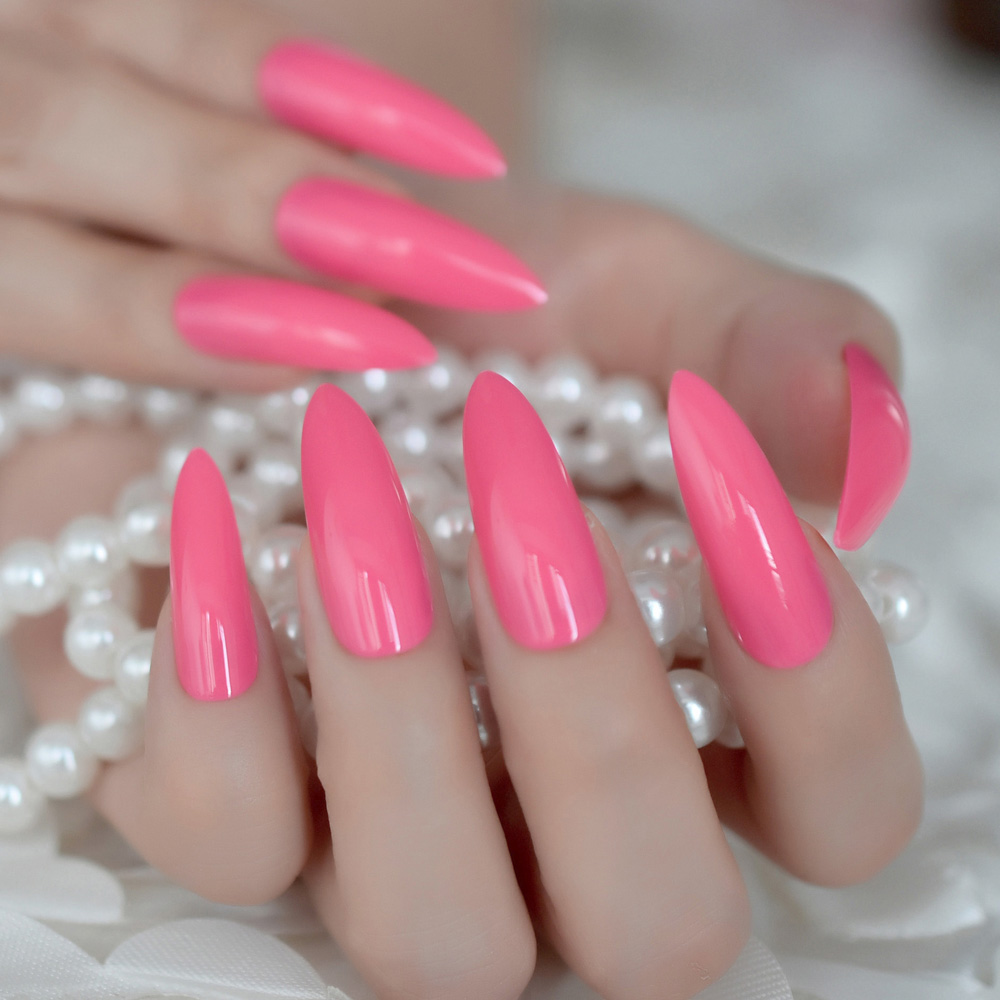 розовые длинные накладные ногти